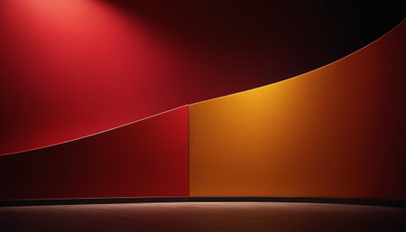 3d render of a room with orange and red walls and floorの素材