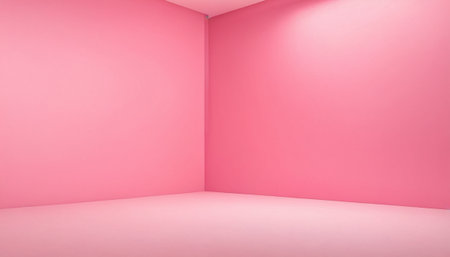 Empty room with pink wall and floor. 3D Rendering.の素材