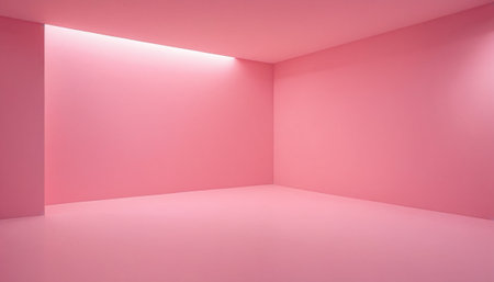Pink room with a shadow on the wall. 3d rendering.の素材