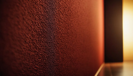 Dark red wall with a light beam on it. 3d renderingの素材