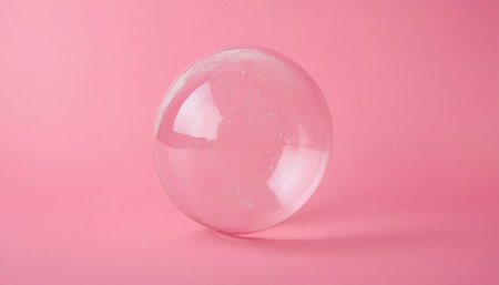 crystal ball on a pink background, space for text, minimalismの素材