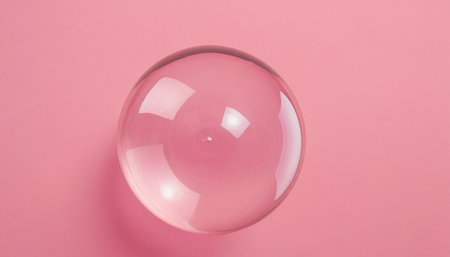 Transparent glass sphere on a pink background. Minimalism.の素材