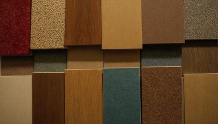 Wooden flooring samples in different colors and shades of brown.の素材