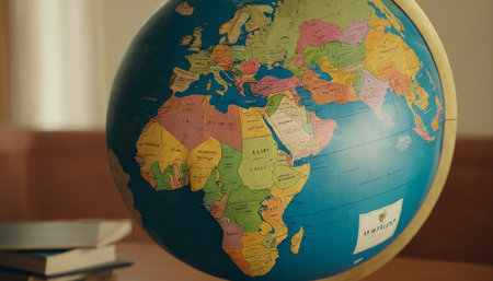 Globe and books on the table in the classroom. Education conceptの素材