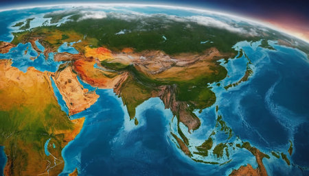 Africa from space. 3D illustration with detailed planet surface.の素材