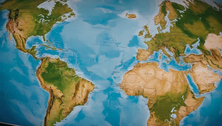 Map of North America on the globe. 3D illustration with detailed planet surface.の素材