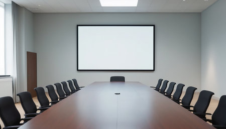 Conference room with blank billboard on the wall. 3d renderingの素材