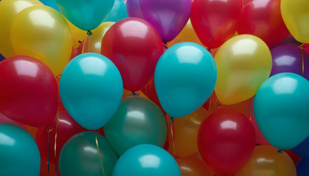 Colorful balloons background. Close up view of multicolored balloons.の素材