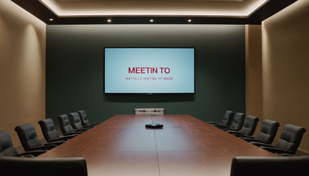 Luxury meeting room interior with a large plasma TV on the wallの素材