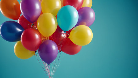 Bunch of colorful balloons on gradient background. 3D Renderingの素材
