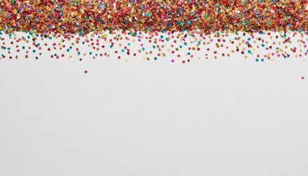 Colourful confetti on white background with copy space for textの素材