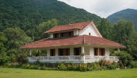The house in the mountains. Georgia. Tbilisi region.の素材