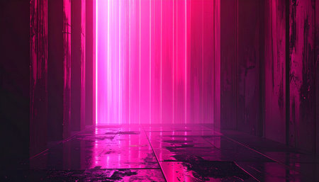 3d render, abstract background, futuristic corridor, neon light, ultravioletの素材