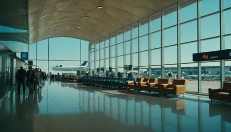 Interior of the airport terminal. Passenger waiting for the flight.の素材