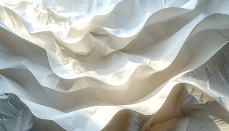 Abstract background of white crumpled fabric. 3d render illustrationの素材