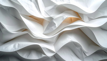 White crumpled paper as abstract background. 3d render illustrationの素材