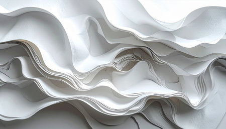 3d illustration of white abstract background with wavy pattern, computer generated imagesの素材