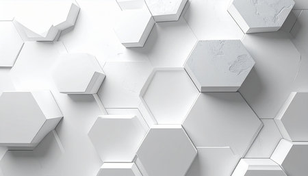3d rendering of abstract white hexagon background. Creative hexagonal design.の素材
