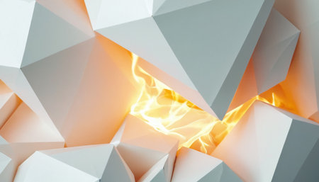 Abstract background of white polygonal shapes. 3d render illustrationの素材