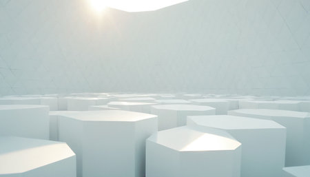 Abstract white hexagon background, 3d rendering. Computer digital drawing.の素材