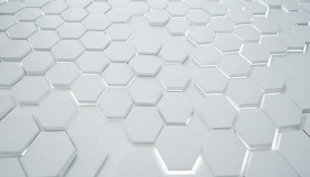 3d rendering of abstract hexagonal background with white honeycomb patternの素材