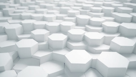Abstract white hexagon background. 3d render illustration for web designの素材