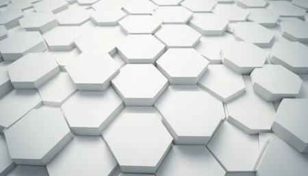 Abstract white hexagon background. 3d rendering, 3d illustration.の素材