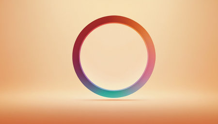 3d rendering of a ring on an orange background with a gradientの素材