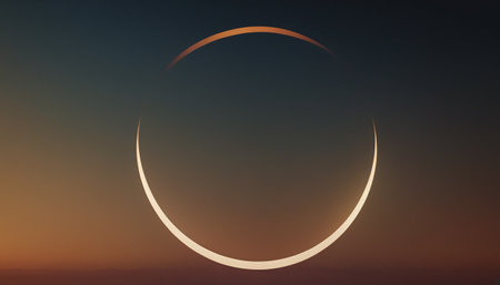 Sunset with a circle. 3d rendering, 3d illustration.の素材