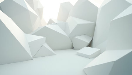 Abstract white background with geometric shapes. 3d rendering mock up.の素材