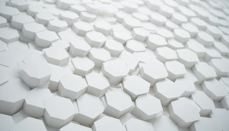 Abstract white hexagon background. 3d render illustration. Can be used as wallpaperの素材