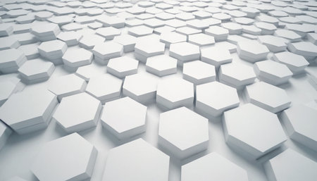Abstract white hexagon background. 3d rendering, 3d illustration.の素材