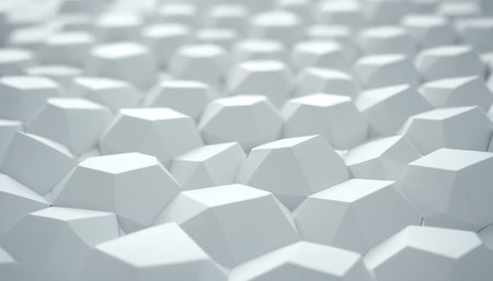 White hexagon background. 3d rendering, 3d illustration.の素材