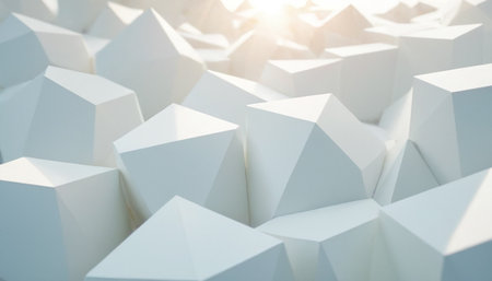 Abstract background of white geometric shapes. 3d rendering, 3d illustration.の素材