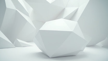 Abstract white geometric background. 3d rendering, 3d illustration.の素材