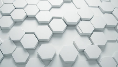 Abstract 3d rendering of white hexagons background. Futuristic background with hexagons.の素材