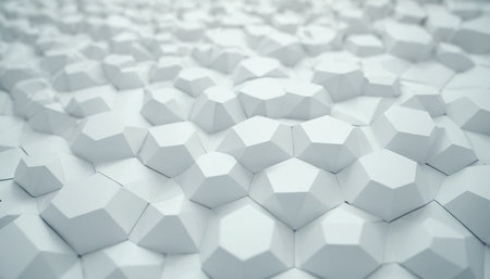 Abstract 3d rendering of white hexagons. Futuristic background.の素材