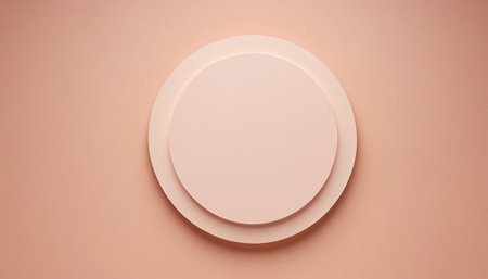 3d rendering of white round podium on pastel color background. Abstract minimal design.の素材