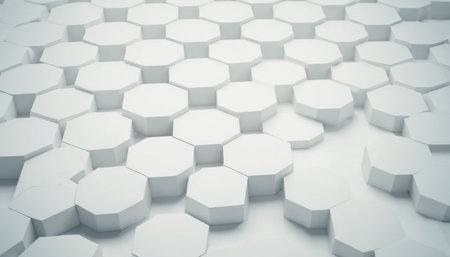Abstract white hexagon background. 3d rendering, 3d illustration.の素材