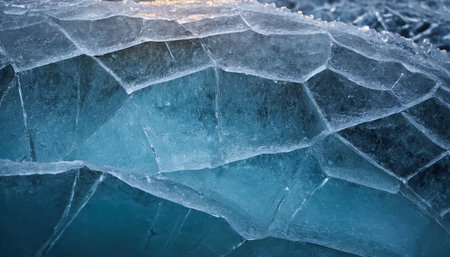 Ice texture. Ice hummocks on Lake Baikal.の素材