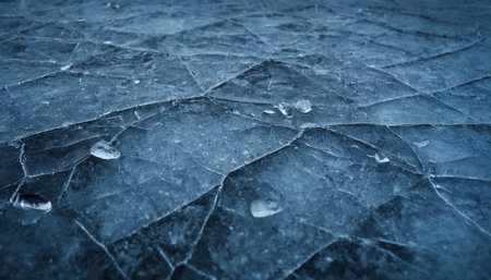Close up of cracked ice background. Blue tone. Toned.の素材