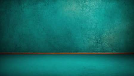 Empty room with turquoise wall and floor, 3d renderの素材