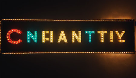 Illuminated neon signboard with the word nightlife at nightの素材