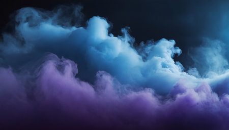 Purple cloud with smoke on a black background. 3d renderingの素材