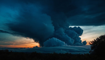 Clouds in the sky during a thunderstorm at sunset, Thailand.の素材
