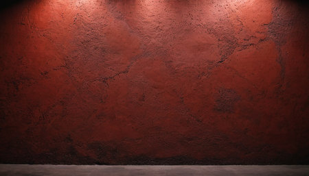Grungy red wall with spotlight. Abstract background for design.の素材
