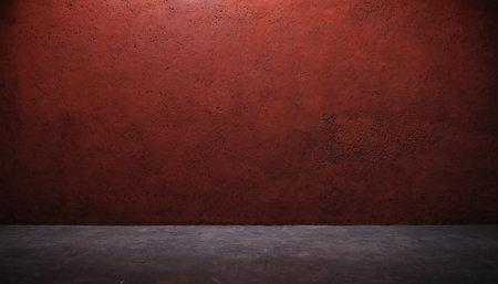 Grunge red cement wall and floor background. 3d renderingの素材