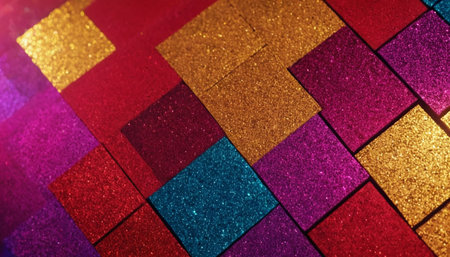 Colorful glitter background with bokeh defocused lights and shadowの素材