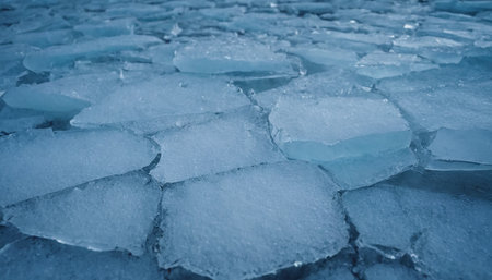 Ice floes on the shore of Lake Baikal, Siberia, Russiaの素材