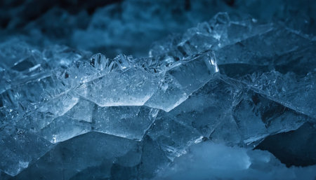Close-up of ice crystals. Blue toned. Selective focus.の素材